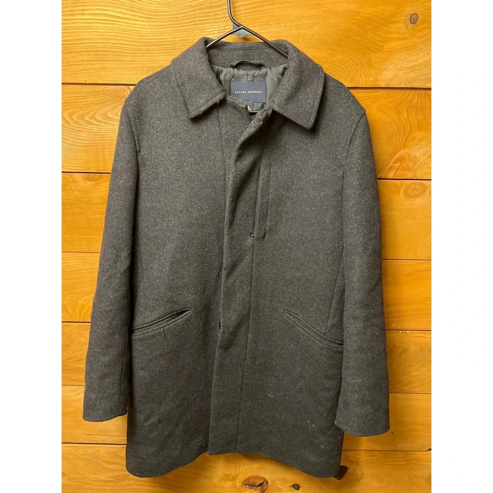 Banana Republic Men's‎ Charcoal Wool Blend Peacoat Small Business Sophisticated